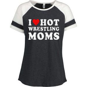 I Love Hot Wrestling Moms Cute Red Heart Love Moms Wrestler Enza Ladies Jersey Colorblock Tee