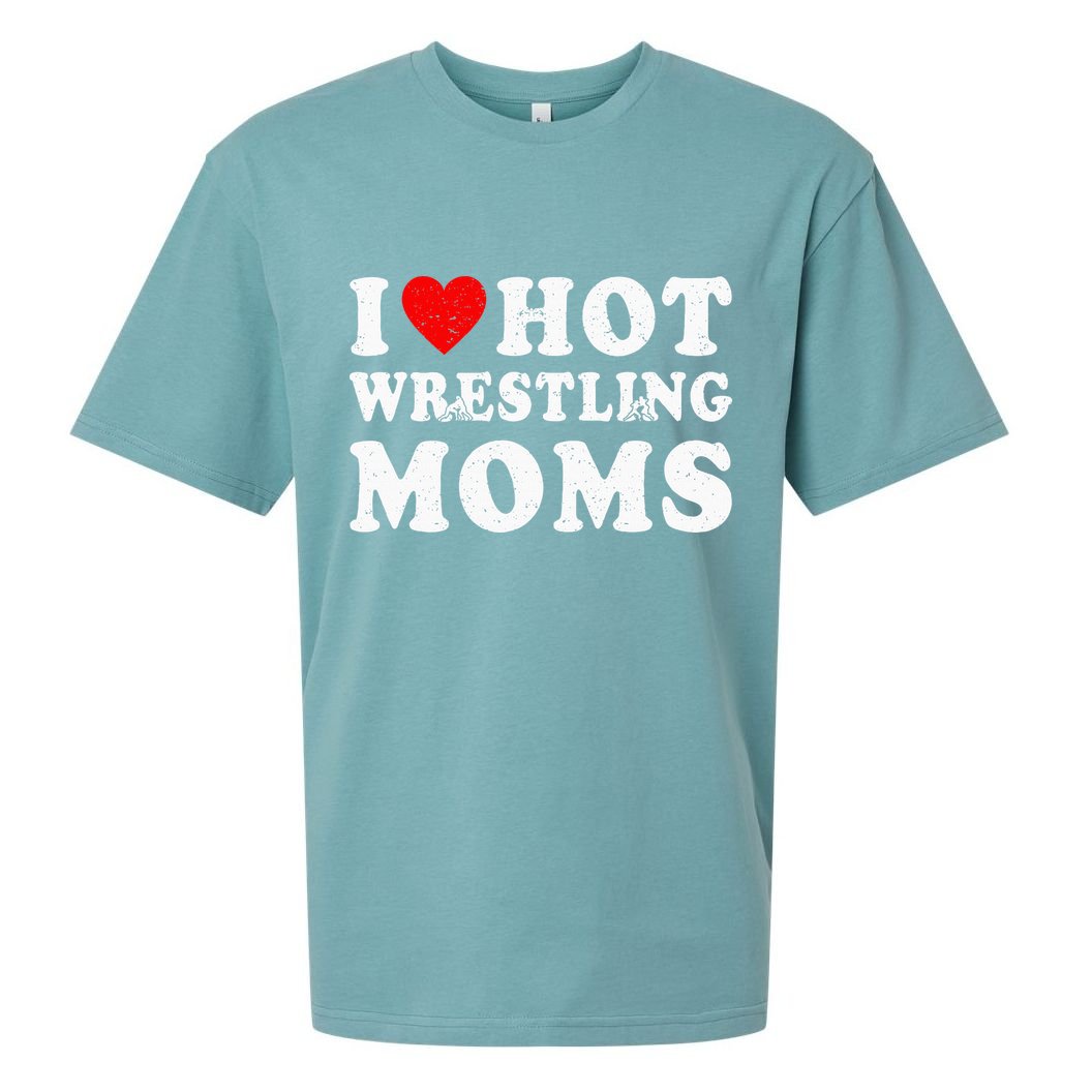 I Love Hot Wrestling Moms Cute Red Heart Love Moms Wrestler Sueded Cloud Jersey T-Shirt