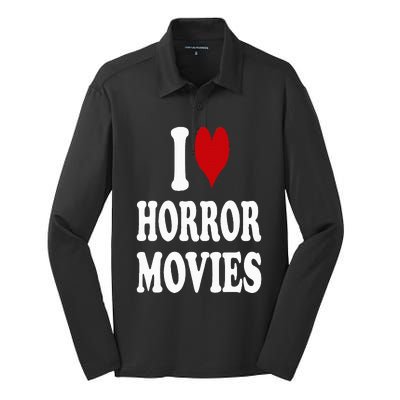 I Love Horror Movies Silk Touch Performance Long Sleeve Polo