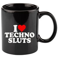 I Love Heart Techno Sluts Edm Music 11oz C Handle Ceramic Mug