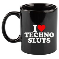 I Love Heart Techno Sluts Edm Music 11oz C Handle Ceramic Mug