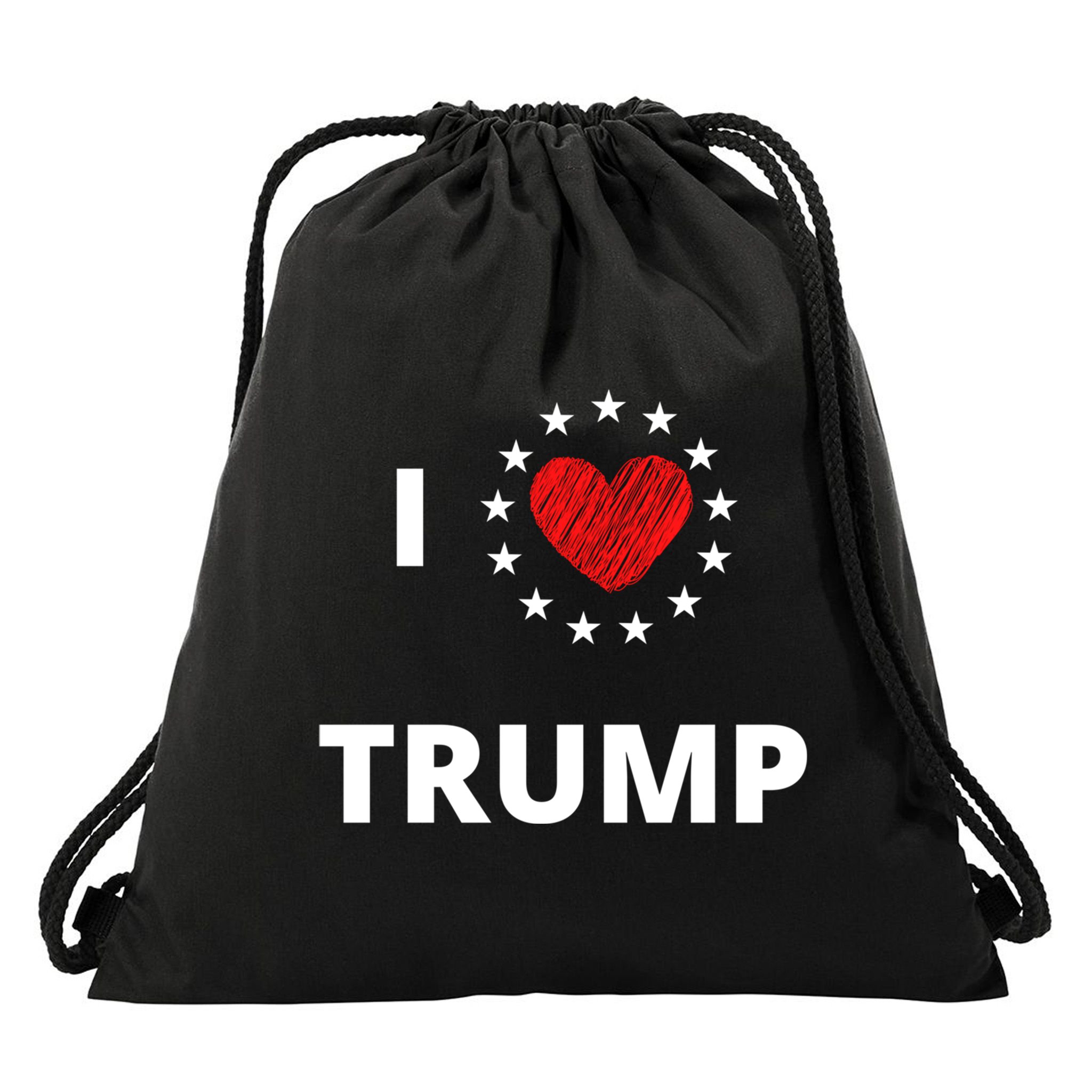I Love Heart Trump Never Give Up Fighting For You Our Nation Gift Drawstring Bag