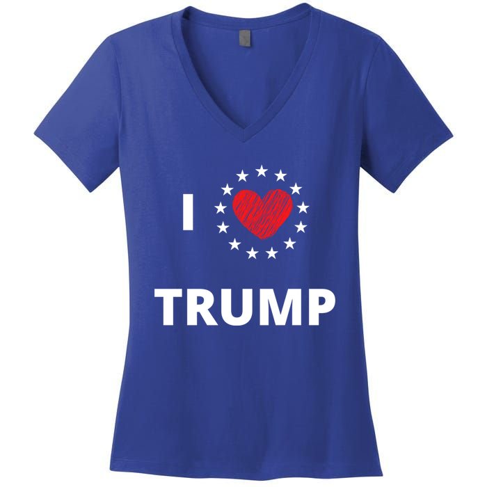 I Love Heart Trump Never Give Up Fighting For You Our Nation Gift Women's V-Neck T-Shirt