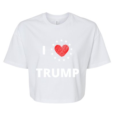 I Love Heart Trump Never Give Up Fighting For You Our Nation Gift Bella+Canvas Jersey Crop Tee