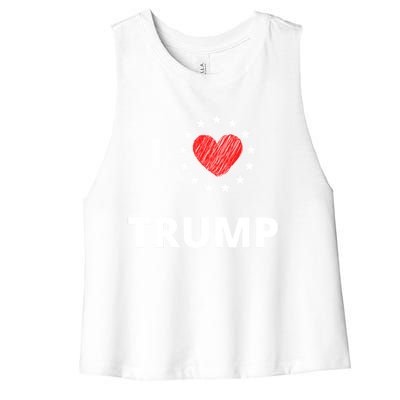 I Love Heart Trump Never Give Up Fighting For You Our Nation Gift Women's Racerback Cropped Tank