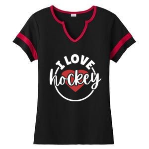 I Love Hockey Cool Gift Ladies Halftime Notch Neck Tee