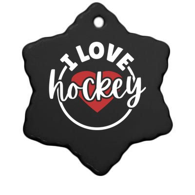 I Love Hockey Cool Gift Ceramic Star Ornament