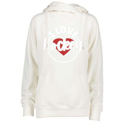 I Love Hockey Cool Gift Womens Funnel Neck Pullover Hood