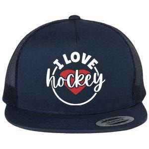 I Love Hockey Cool Gift Flat Bill Trucker Hat