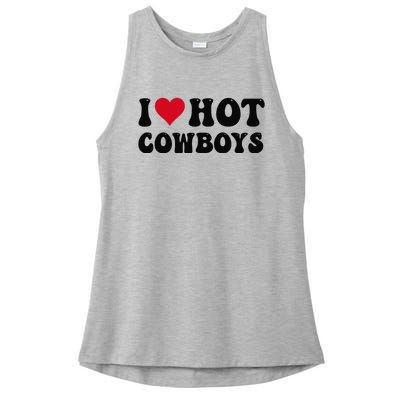 I Love Hot Cowboys I Heart Cow Funny Country Western Ladies PosiCharge Tri-Blend Wicking Tank