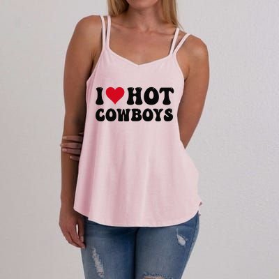 I Love Hot Cowboys I Heart Cow Funny Country Western Women's Strappy Tank