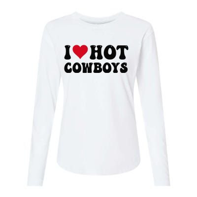 I Love Hot Cowboys I Heart Cow Funny Country Western Womens Cotton Relaxed Long Sleeve T-Shirt