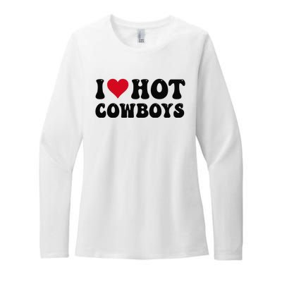 I Love Hot Cowboys I Heart Cow Funny Country Western Womens CVC Long Sleeve Shirt