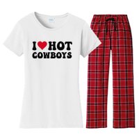 I Love Hot Cowboys I Heart Cow Funny Country Western Women's Flannel Pajama Set