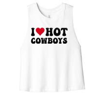 I Love Hot Cowboys I Heart Cow Funny Country Western Women's Racerback Cropped Tank