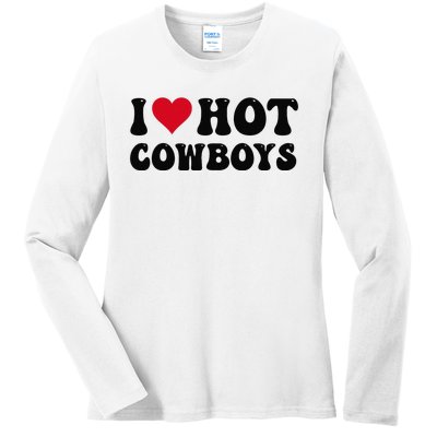 I Love Hot Cowboys I Heart Cow Funny Country Western Ladies Long Sleeve Shirt