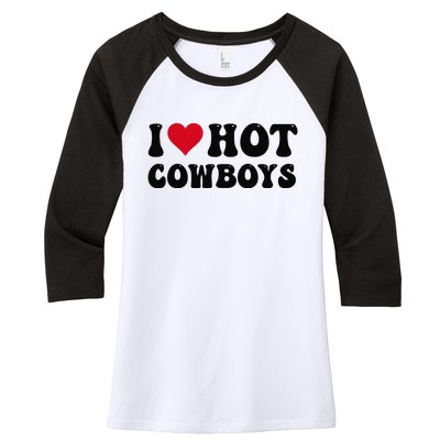 I Love Hot Cowboys I Heart Cow Funny Country Western Women's Tri-Blend 3/4-Sleeve Raglan Shirt