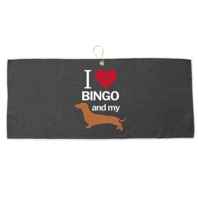 I Love Heart Bingo And My Weiner Dog Dachshund Funny Large Microfiber Waffle Golf Towel