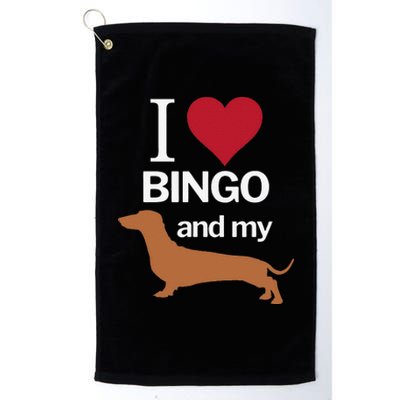 I Love Heart Bingo And My Weiner Dog Dachshund Funny Platinum Collection Golf Towel