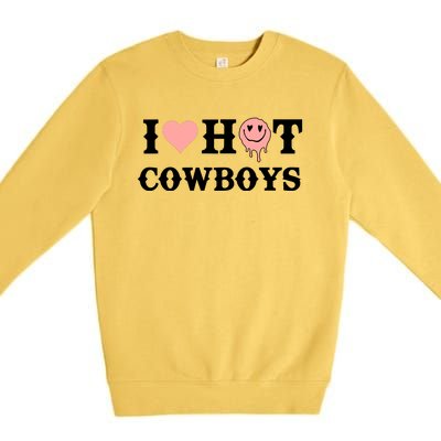 I Love Hot Cowboys Smile Happy Face Premium Crewneck Sweatshirt