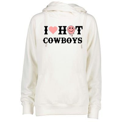 I Love Hot Cowboys Smile Happy Face Womens Funnel Neck Pullover Hood