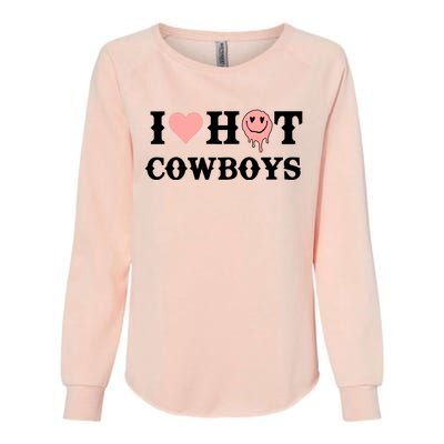 I Love Hot Cowboys Smile Happy Face Womens California Wash Sweatshirt