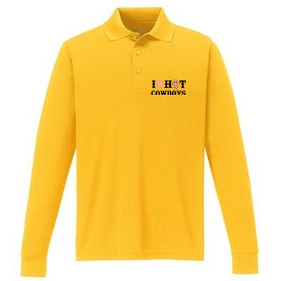 I Love Hot Cowboys Smile Happy Face Performance Long Sleeve Polo