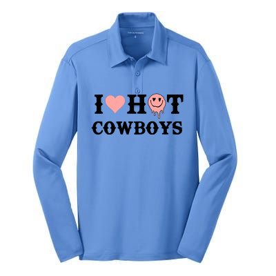 I Love Hot Cowboys Smile Happy Face Silk Touch Performance Long Sleeve Polo