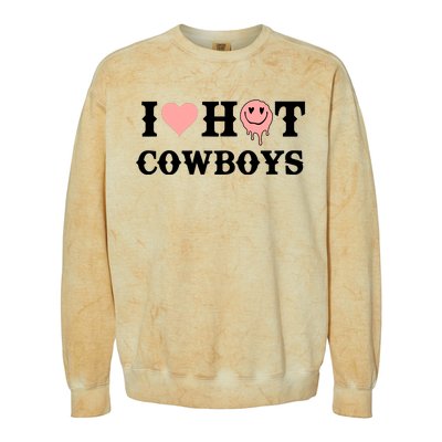 I Love Hot Cowboys Smile Happy Face Colorblast Crewneck Sweatshirt