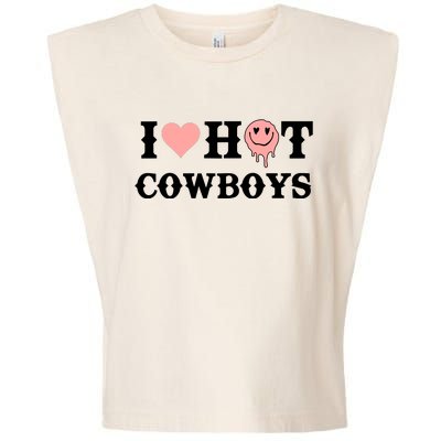 I Love Hot Cowboys Smile Happy Face Garment-Dyed Women's Muscle Tee