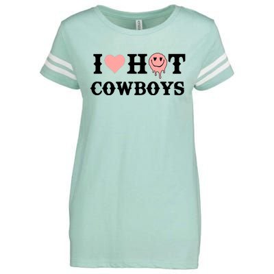 I Love Hot Cowboys Smile Happy Face Enza Ladies Jersey Football T-Shirt