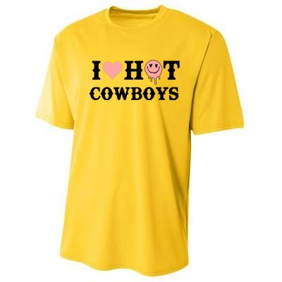 I Love Hot Cowboys Smile Happy Face Performance Sprint T-Shirt