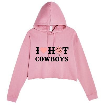 I Love Hot Cowboys Smile Happy Face Crop Fleece Hoodie