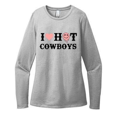 I Love Hot Cowboys Smile Happy Face Womens CVC Long Sleeve Shirt