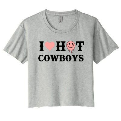 I Love Hot Cowboys Smile Happy Face Women's Crop Top Tee