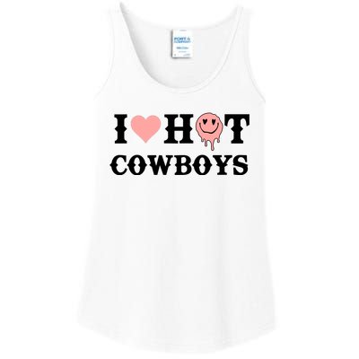 I Love Hot Cowboys Smile Happy Face Ladies Essential Tank