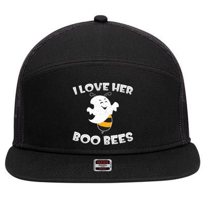 I Love Her Boo Bees Funny Gift Matching Halloween Costume Gift Funny Gift 7 Panel Mesh Trucker Snapback Hat