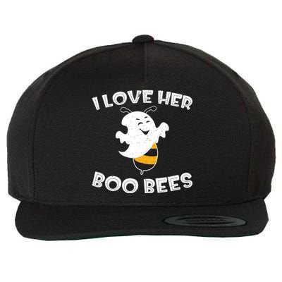 I Love Her Boo Bees Funny Gift Matching Halloween Costume Gift Funny Gift Wool Snapback Cap