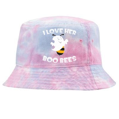 I Love Her Boo Bees Funny Gift Matching Halloween Costume Gift Funny Gift Tie-Dyed Bucket Hat