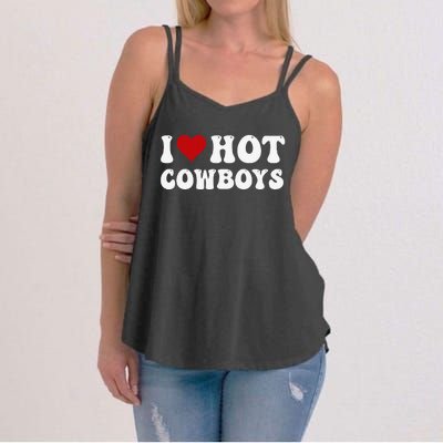 I Love Hot Cowboys I Heart Cowboys Country Western Women's Strappy Tank