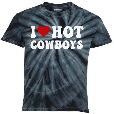 I Love Hot Cowboys I Heart Cowboys Country Western Kids Tie-Dye T-Shirt