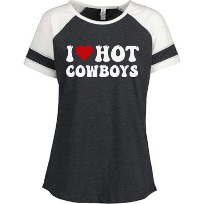 I Love Hot Cowboys I Heart Cowboys Country Western Enza Ladies Jersey Colorblock Tee