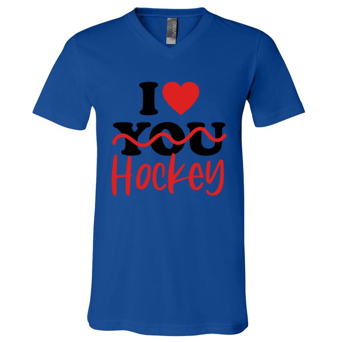 I Love Hockey Cool Gift V-Neck T-Shirt