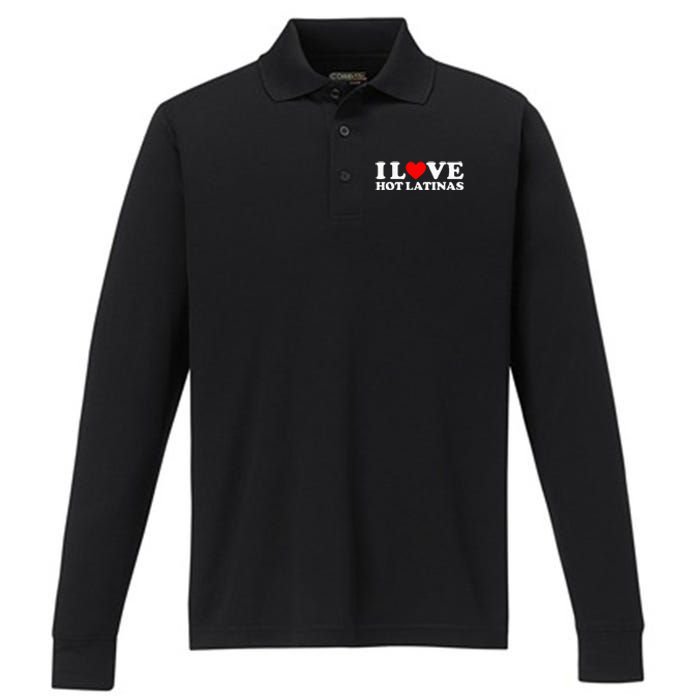 I Love Hot Latinas Performance Long Sleeve Polo