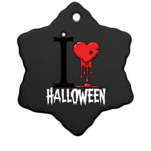 I Love Halloween Creepy Heart Retro Spooky Ceramic Star Ornament