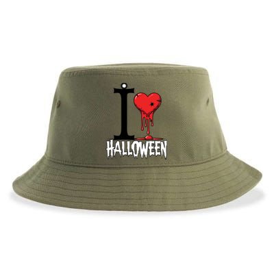 I Love Halloween Creepy Heart Retro Spooky Sustainable Bucket Hat