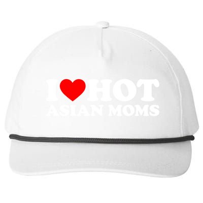 I Love Hot Asian Moms Meaningful Gift Heart Hot Moms I Love Hot Moms Cute Gift Snapback Five-Panel Rope Hat