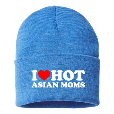 I Love Hot Asian Moms Meaningful Gift Heart Hot Moms I Love Hot Moms Cute Gift Sustainable Knit Beanie