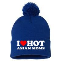 I Love Hot Asian Moms Meaningful Gift Heart Hot Moms I Love Hot Moms Cute Gift Pom Pom 12in Knit Beanie