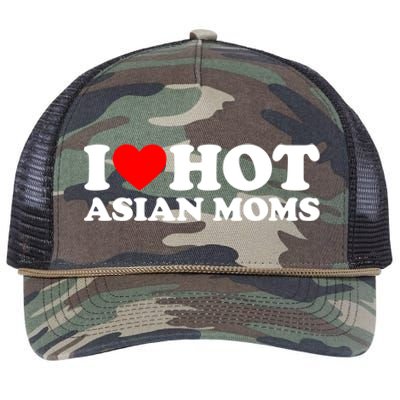 I Love Hot Asian Moms Meaningful Gift Heart Hot Moms I Love Hot Moms Cute Gift Retro Rope Trucker Hat Cap